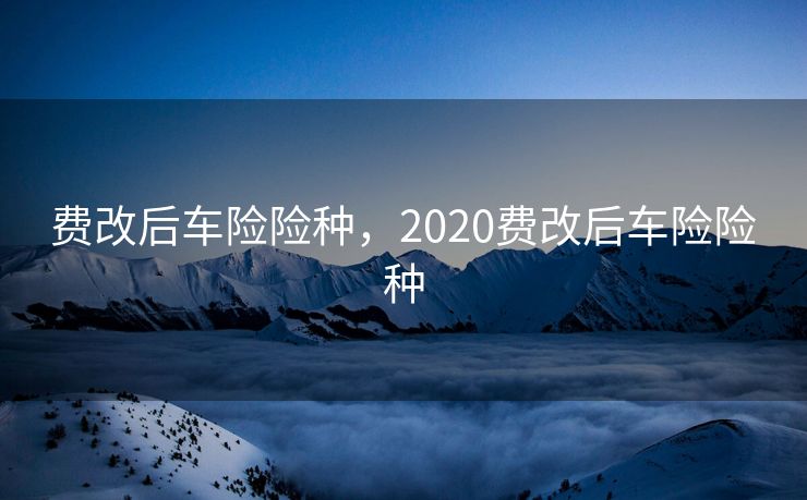 费改后车险险种，2020费改后车险险种