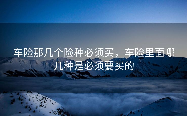 车险那几个险种必须买，车险里面哪几种是必须要买的