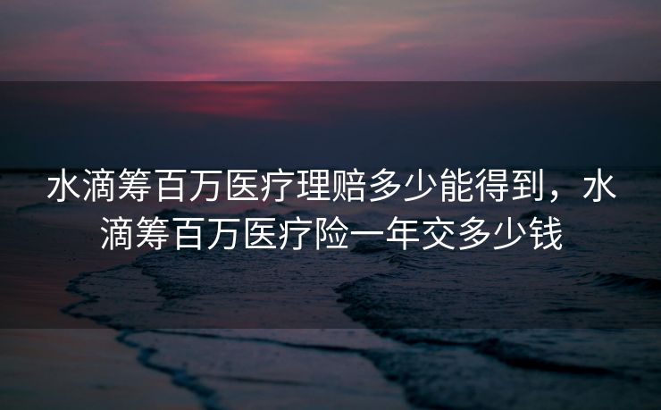 水滴筹百万医疗理赔多少能得到，水滴筹百万医疗险一年交多少钱