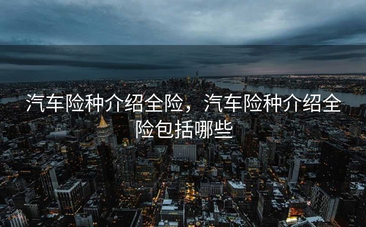 汽车险种介绍全险，汽车险种介绍全险包括哪些