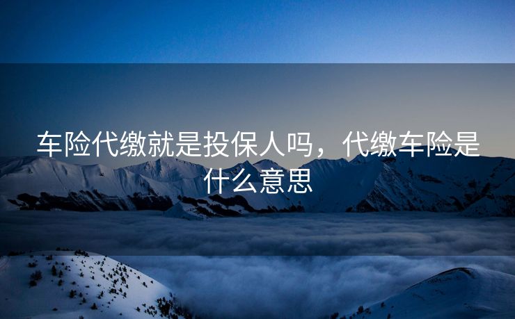 车险代缴就是投保人吗，代缴车险是什么意思