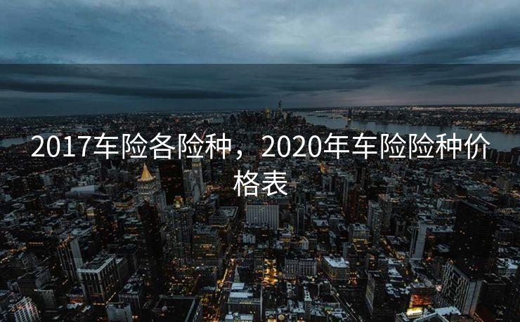 2017车险各险种，2020年车险险种价格表