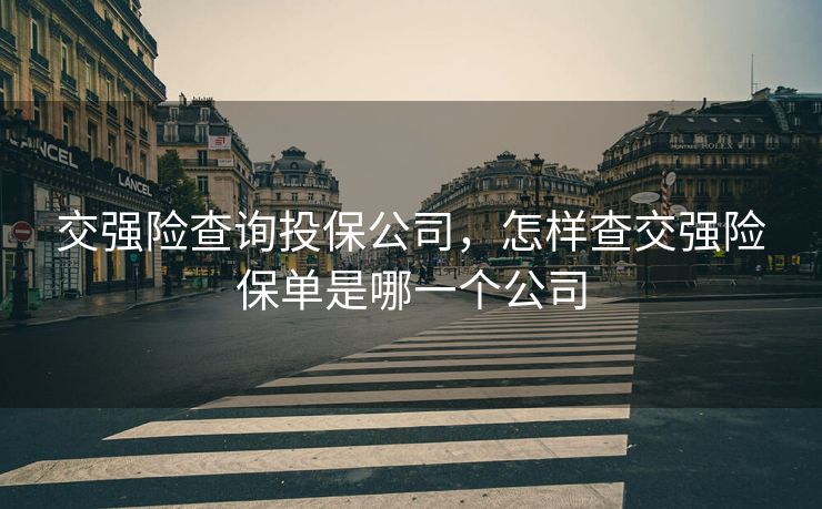 交强险查询投保公司，怎样查交强险保单是哪一个公司