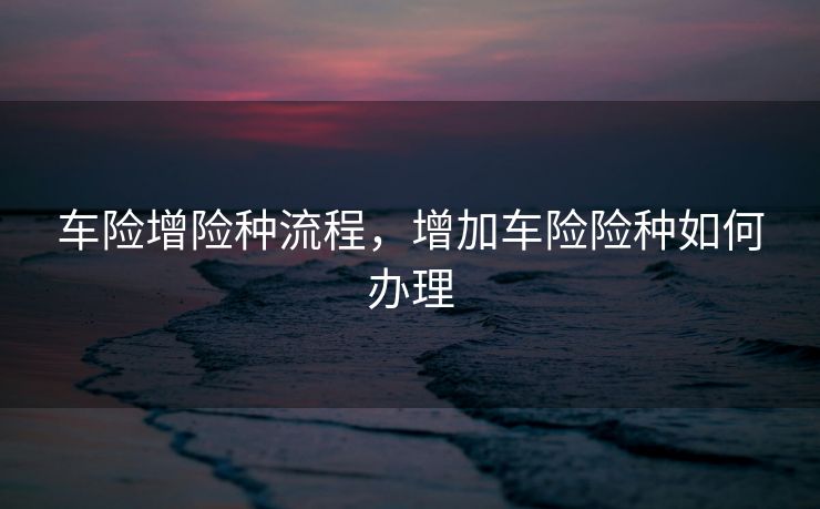 车险增险种流程，增加车险险种如何办理