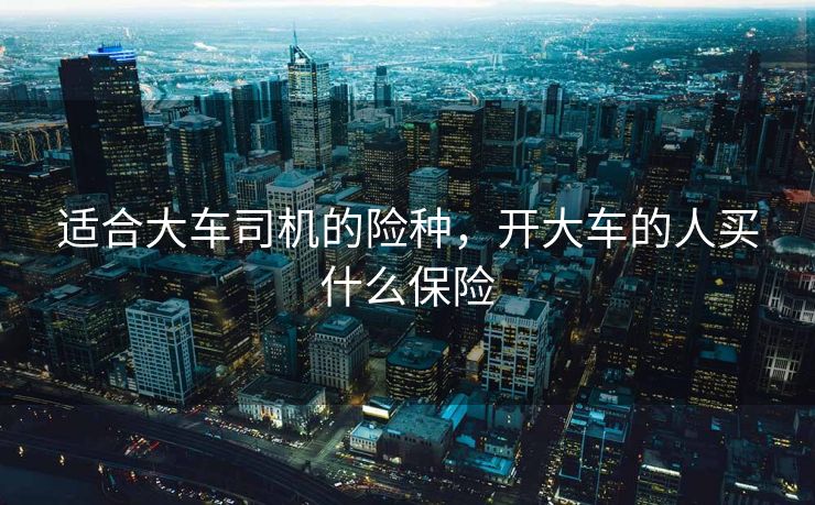 适合大车司机的险种，开大车的人买什么保险