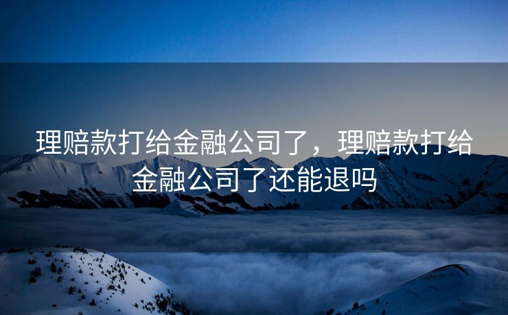理赔款打给金融公司了，理赔款打给金融公司了还能退吗