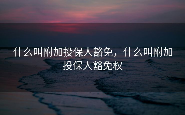 什么叫附加投保人豁免，什么叫附加投保人豁免权