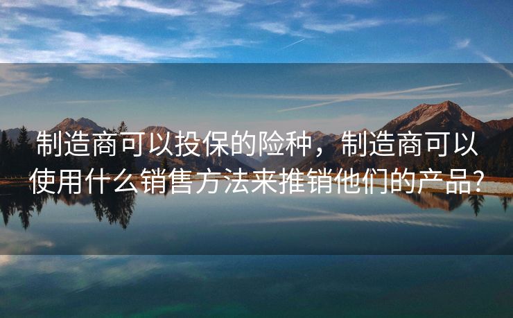 制造商可以投保的险种，制造商可以使用什么销售方法来推销他们的产品?