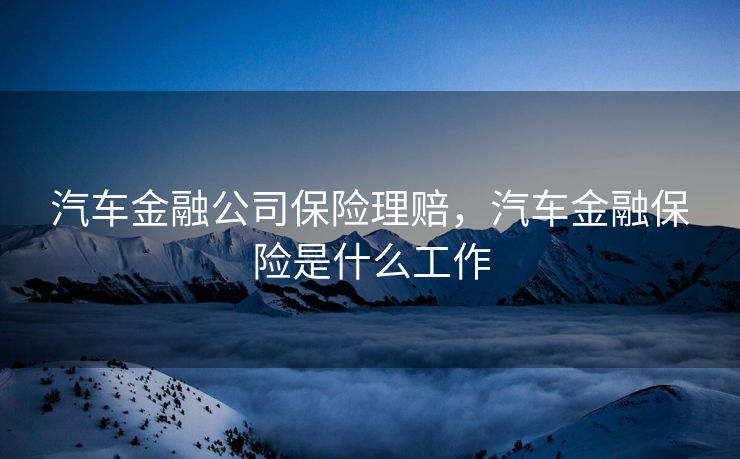 汽车金融公司保险理赔，汽车金融保险是什么工作