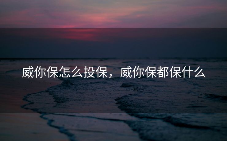 威你保怎么投保，威你保都保什么