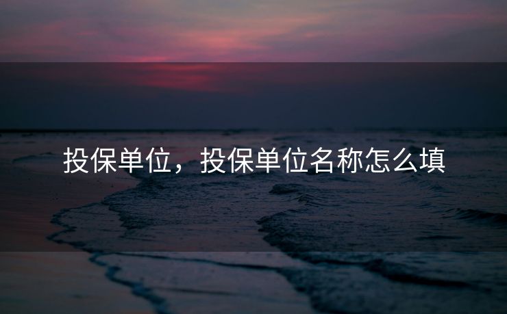 投保单位，投保单位名称怎么填