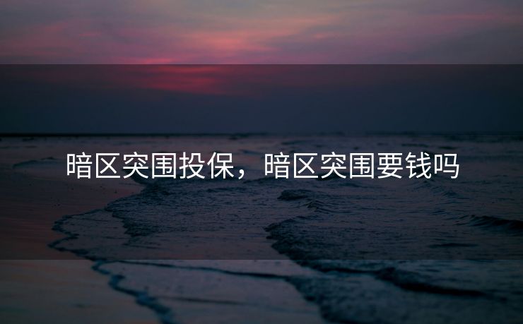 暗区突围投保，暗区突围要钱吗