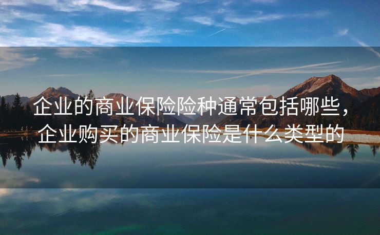 企业的商业保险险种通常包括哪些，企业购买的商业保险是什么类型的