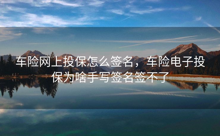 车险网上投保怎么签名，车险电子投保为啥手写签名签不了