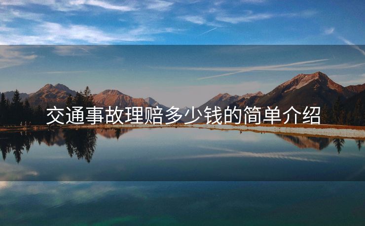 交通事故理赔多少钱的简单介绍