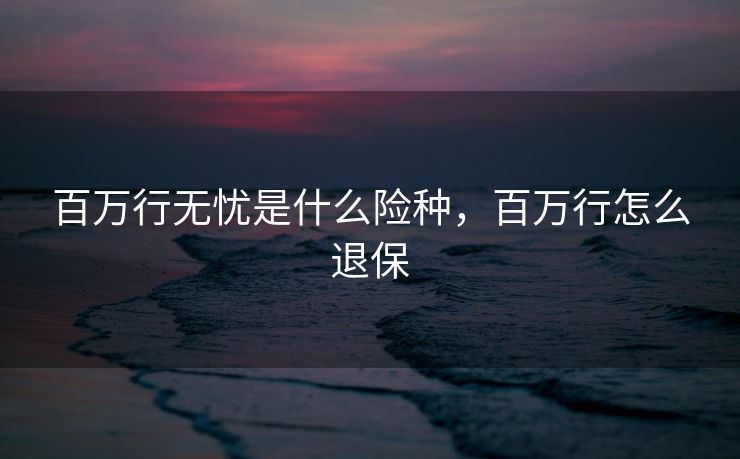 百万行无忧是什么险种，百万行怎么退保