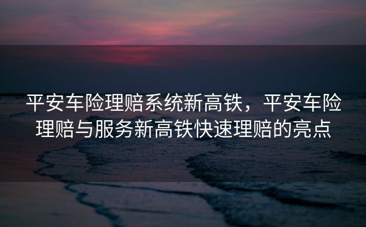 平安车险理赔系统新高铁，平安车险理赔与服务新高铁快速理赔的亮点