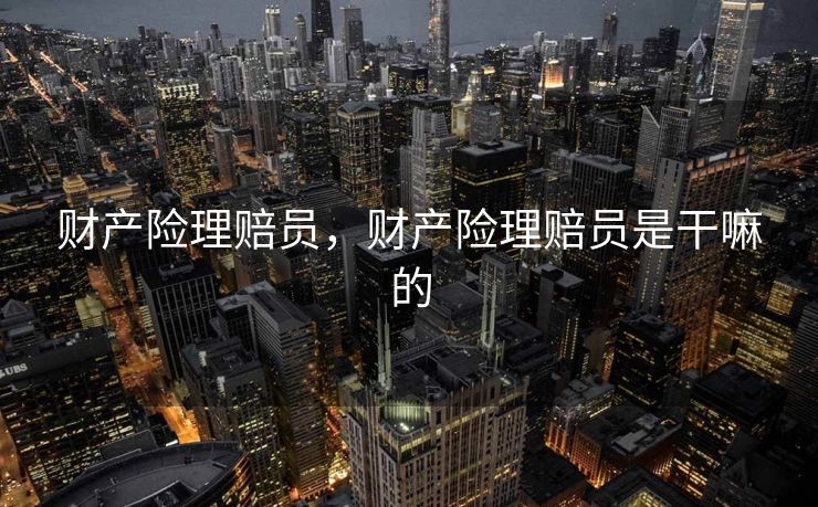 财产险理赔员，财产险理赔员是干嘛的