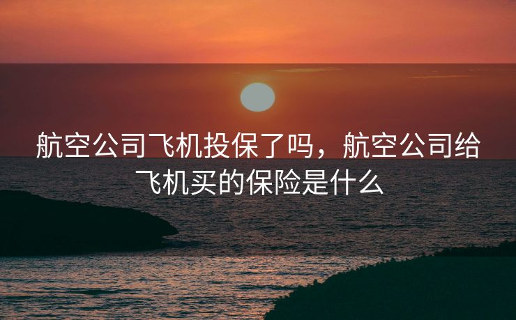 航空公司飞机投保了吗，航空公司给飞机买的保险是什么