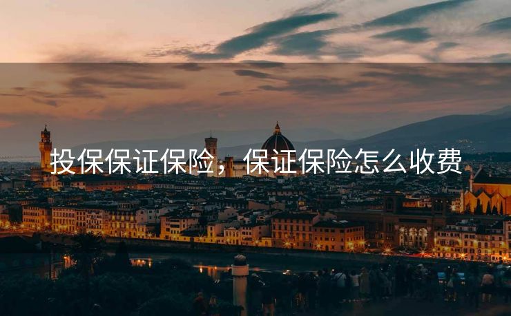 投保保证保险，保证保险怎么收费