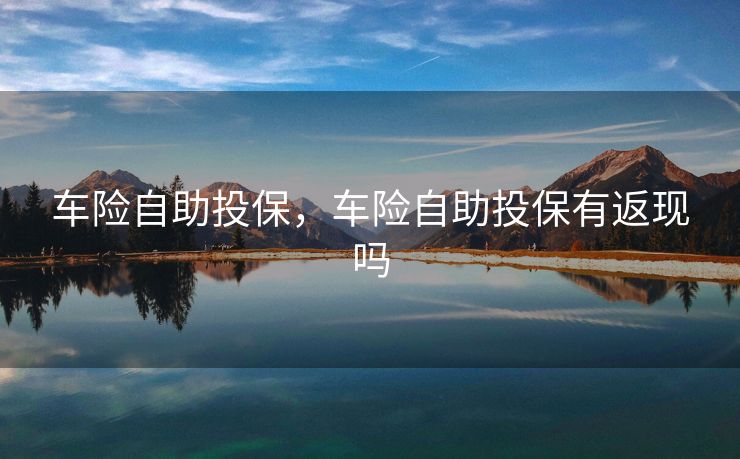 车险自助投保，车险自助投保有返现吗